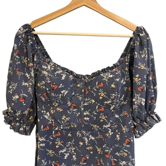 Inspired Hearts Floral Milkmaid Dress Sz XL Puff Sleeves Prairie Cottage Peasant - Picture 2 of 11